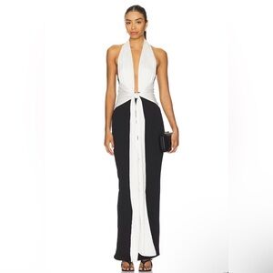 Nookie Chiara Halter Gown in White & Black